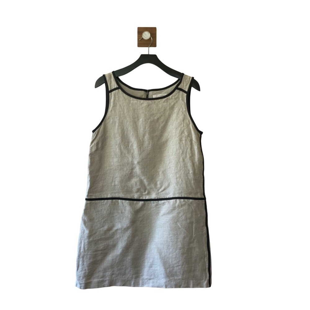 LOFT Sleeveless Linen Dress Black Trim Casual Summer Career - Size 12